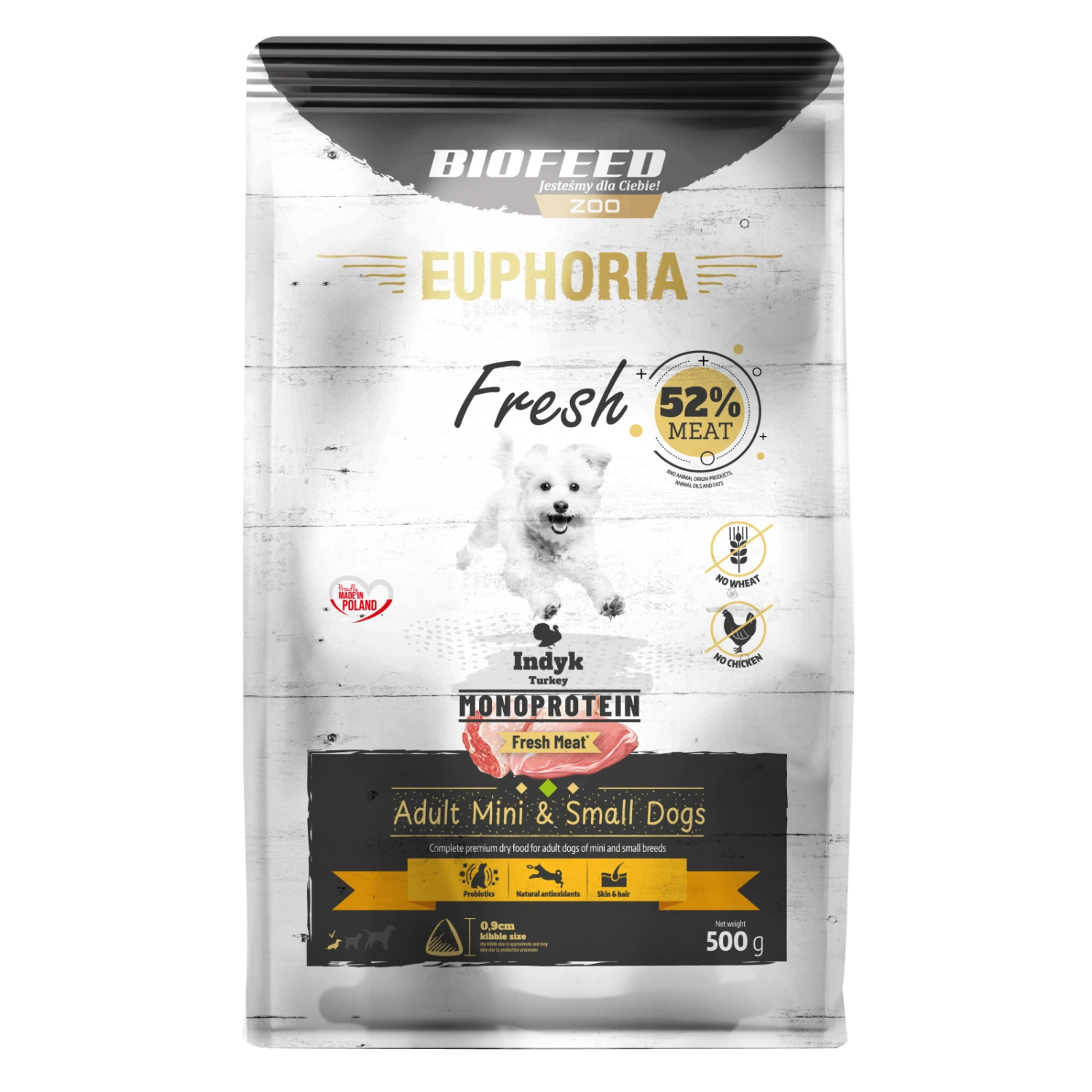 EUPHORIA FRESH MEAT Karma dla psa bezzbożowa monobiałkowa Indyk XS/S 0,5kg