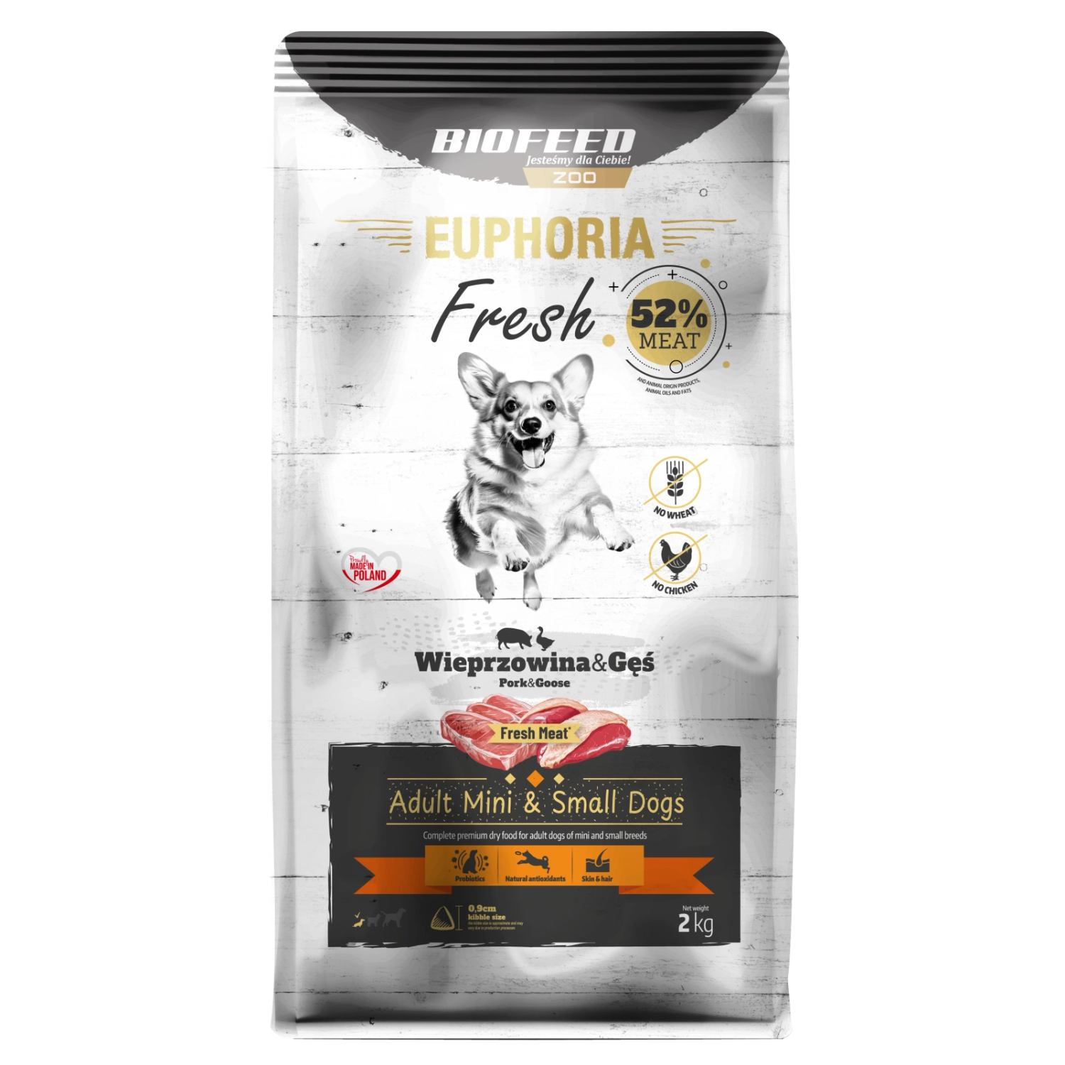 EUPHORIA FRESH MEAT Karma dla psa bezzbożowa Wieprzowina i Gęś XS/S 2kg