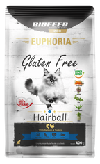 BIOFEED EUPHORIA HAIRBALL karma dla kota bez glutenu Indyk&Łosoś 400g
