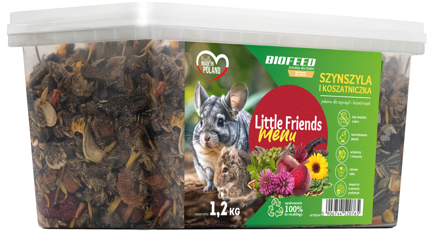 BIOFEED LITTLE FRIENDS Karma dla szynszyli i koszatniczek bez cukru 1,2kg