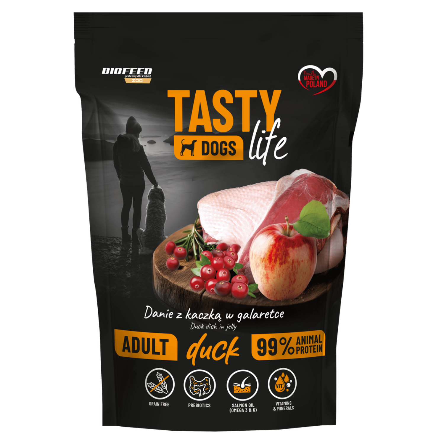 TASTY DOGS LIFE mokra karma dla psa z kaczką w galaretce saszetka 150g