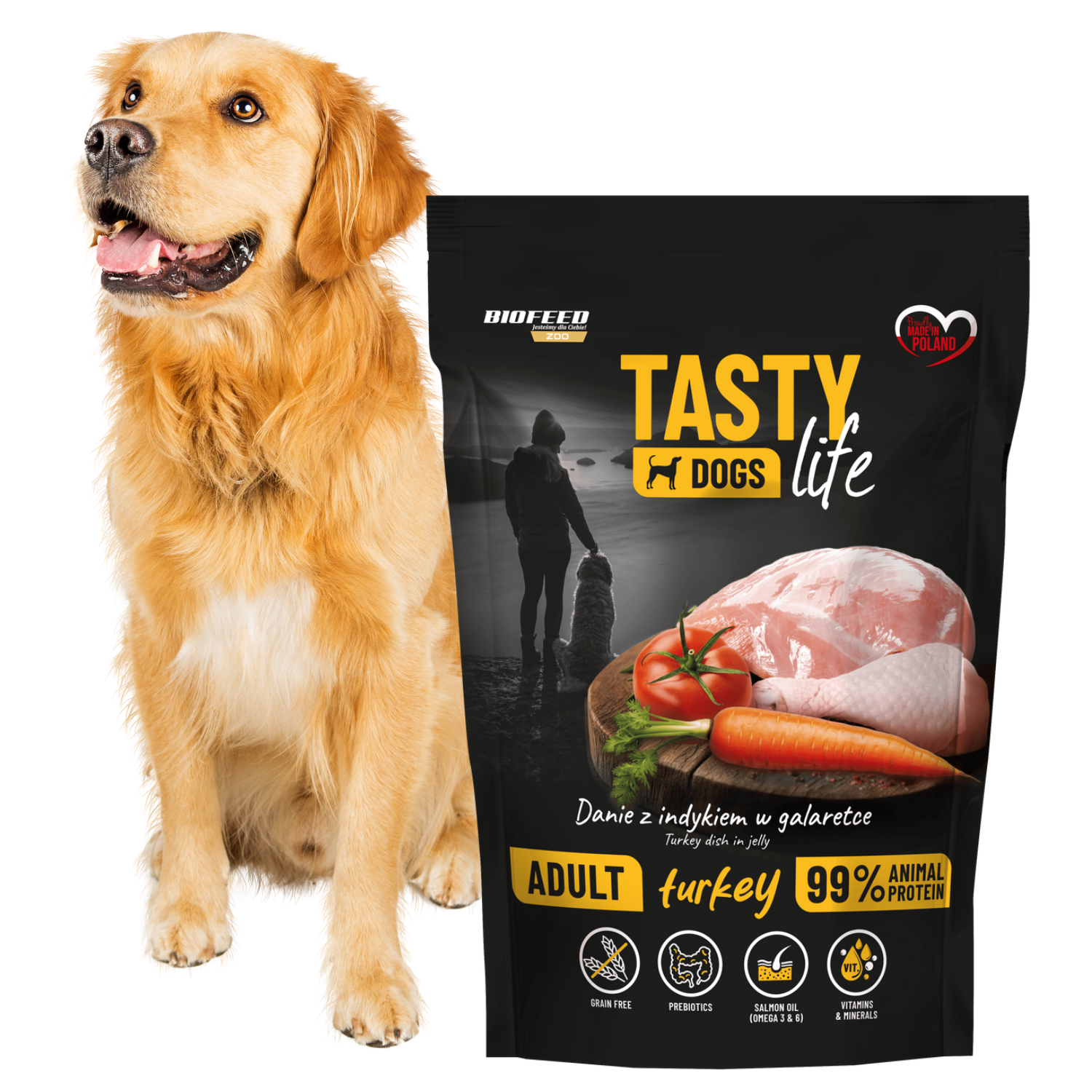 TASTY DOGS LIFE mokra karma dla psa z indykiem w galaretce saszetka 500g